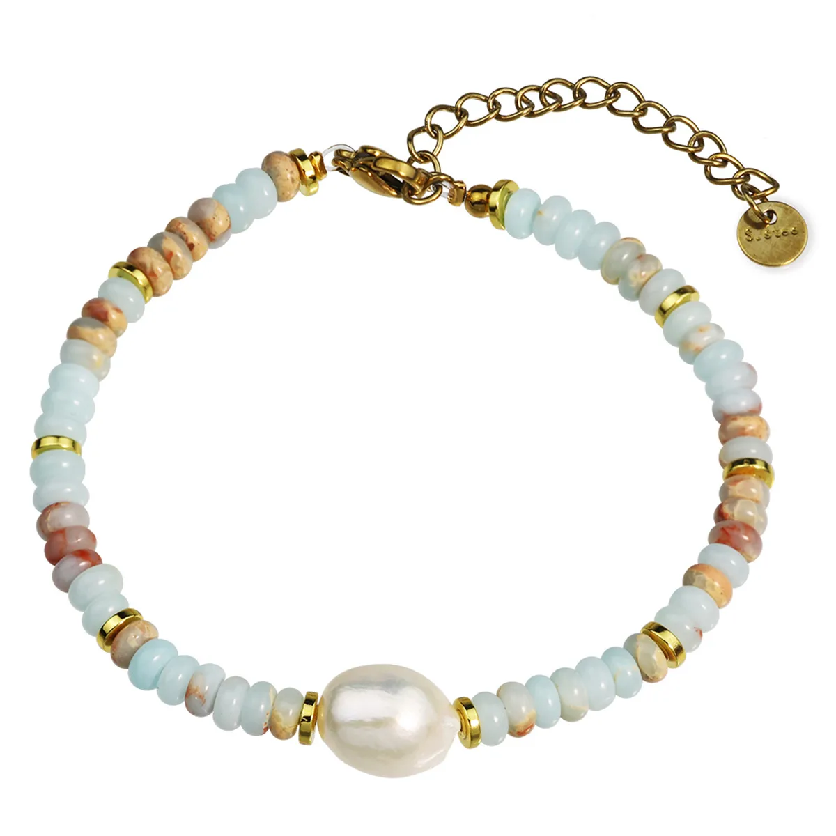 Vacation Color Block 316L Stainless Steel Imperial Jasper Fr ...